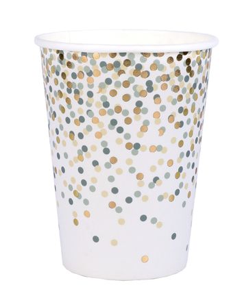 Papierové poháre bielo-zelené bodkované 270ml 10ks