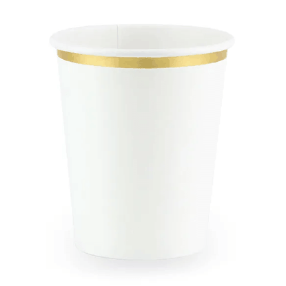 Papierové poháre bielo-zlaté 260ml 6ks