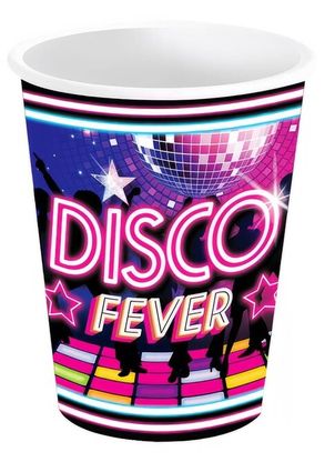 Papierové poháre Disco 80s fever 240ml 6ks