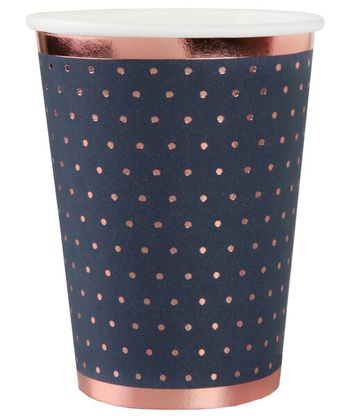 Papierové poháre modro ružovozlaté bodkované 270ml 10ks