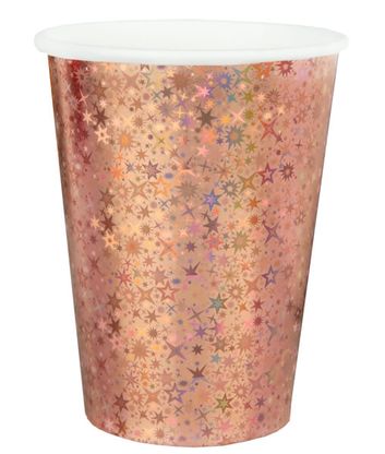 Papierové poháre ružovozlaté glitter 270ml 10ks