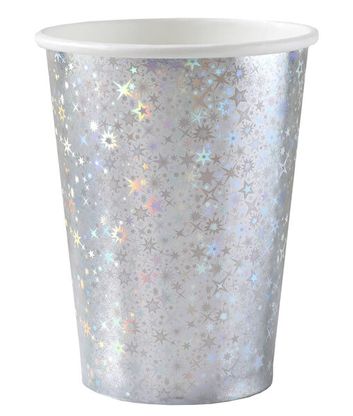 Papierové poháre strieborné glitter 270ml 10ks