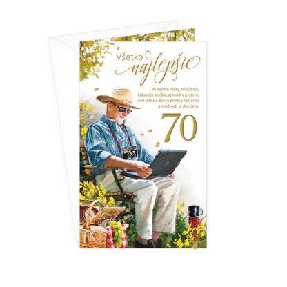 Pohľadnica k narodeninám 70 Všetko najlepšie dôchodca