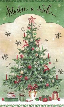 Pohľadnica na Vianoce Vianočný Stromček štastné a veselé