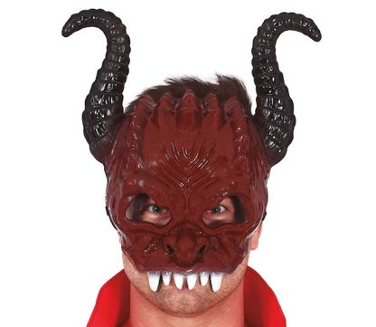 Polovičná maska Démon s parohmi PVC