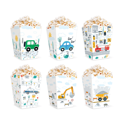 Popcornové krabice Dopravné prostriedky 12,5x8,5cm