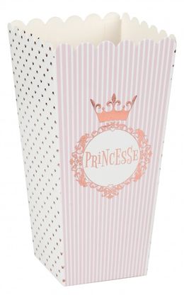 Popcornové krabice Princess 8ks 6x8x17cm