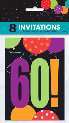 Pozvánky 60.narodeniny farebné 8ks