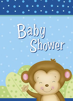Pozvánky Baby Shower Boy Opička 8ks