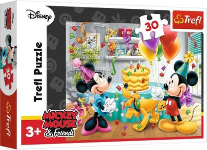 Puzzle Mickey a Minnie narodeninová torta 30 dielikov