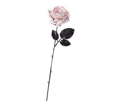 Umelá ruža biela s krvou 42cm