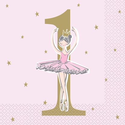 Servítky 1.narodeniny dievčatko Ballerina 33cm 16ks