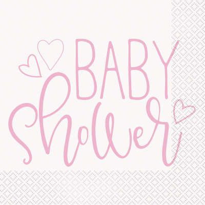 Servítky Baby Shower ružové 33x33cm 16ks
