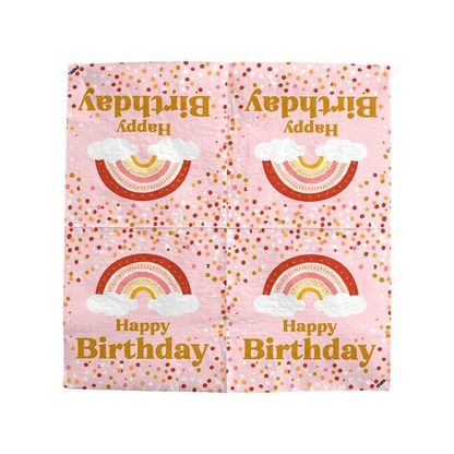 Servítky Happy Birthday Rosegold duha 33cm 20ks 2v