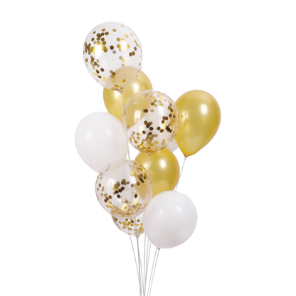 Set balónov bielo-zlaté 10ks 30cm