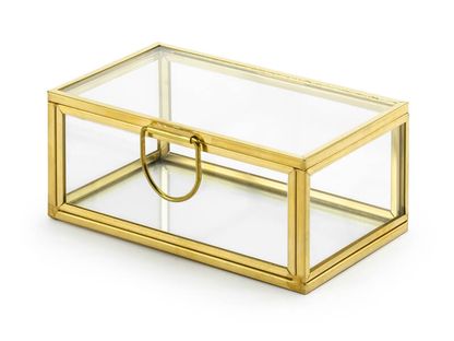Sklenená krabička na obrúčky zlatá 9x5,5cm