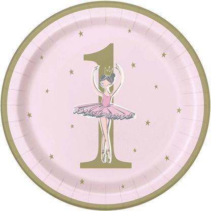 Papierové taniere 1.narodeniny dievčatko Baletka 23cm 8ks