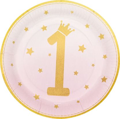 Papierové taniere 1.narodeniny dievčatko hviezdy 22cm 8ks
