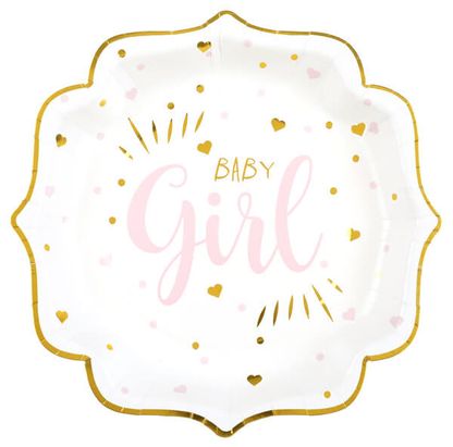 Papierové taniere Baby Girl 21cm 10ks
