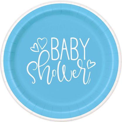 Papierové taniere Baby Shower modré 23cm 8ks