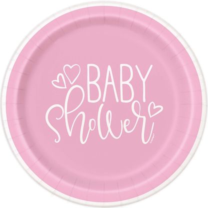 Papierové taniere Baby Shower ružové 23cm 8ks