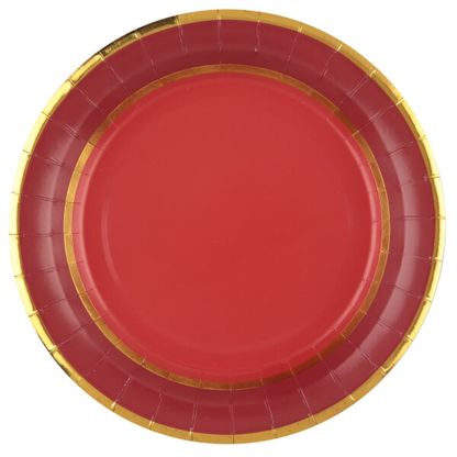 Papierové taniere červeno-zlaté 22cm 10ks