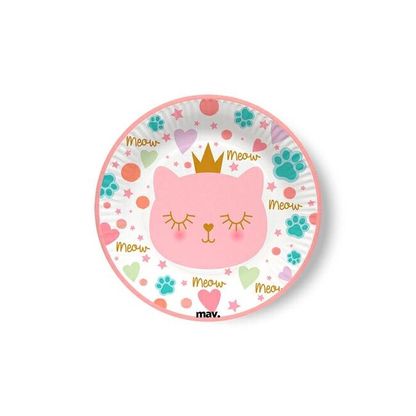 Papierové taniere Ružová mačička princess 18cm 8ks