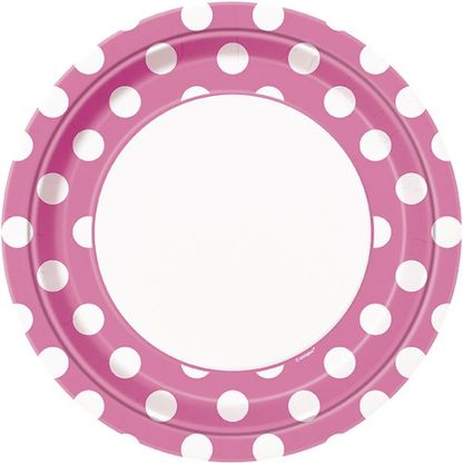 Papierové taniere ružové bodky 22cm 8ks