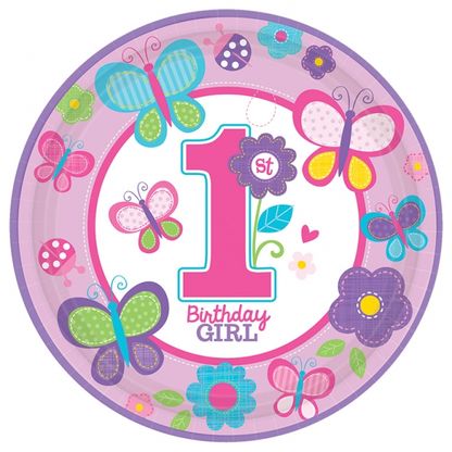 Papierové taniere 1.narodeniny dievčatko 8ks 23cm
