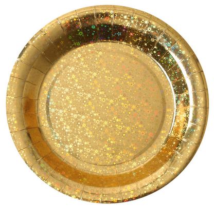 Papierové taniere zlaté glitter 23cm 10ks