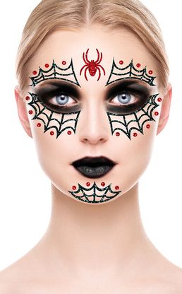 Tetovačky na tvár pavučiny čierno-červené 20x20cm