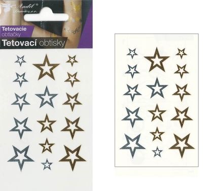 Tetovačky zlaté a strieborné hviezdy 10,5x6cm