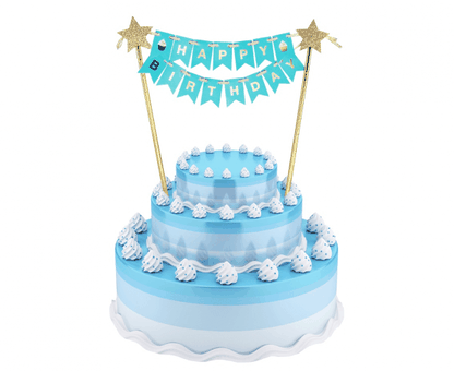 Zápich na tortu Happy Birthday modrá 25cm