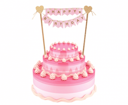 Zápich na tortu Happy Birthday ružová 25cm