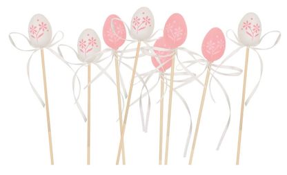 Veľkonočné vajíčko zapichovacie bielo-ružové kvetiny 4cm