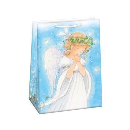 Vianočná darčeková taška Anjel strážny dievčatko 23x32x12,5cm