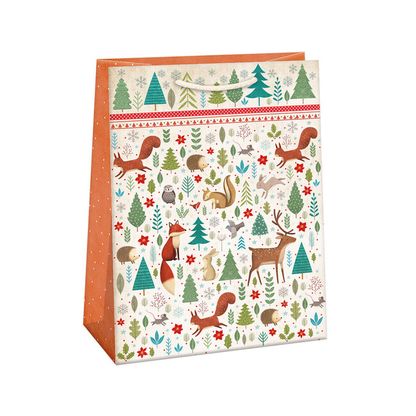 Vianočná darčeková taška Lesné zvieratká 29x38x13cm