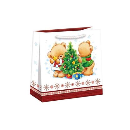 Vianočná darčeková taška Mackovia a stromček 16x7,5cm