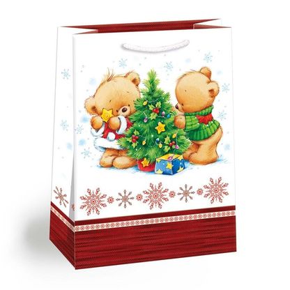 Vianočná darčeková taška Mackovia a stromček 34,5x48cm