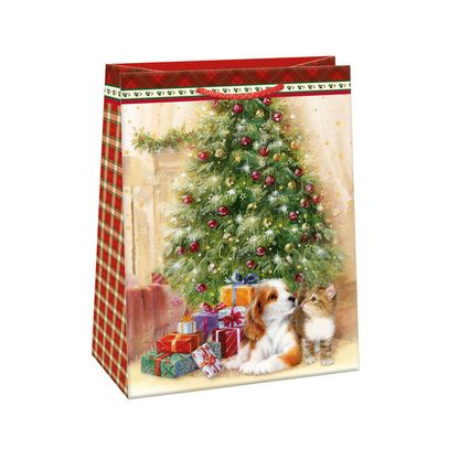 Vianočná darčeková taška Vianočný stromček Psíček a Mačička 29x38x13cn