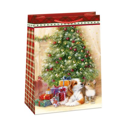 Vianočná darčeková taška Vianočný stromček Psíček a Mačička 70x47x20cm