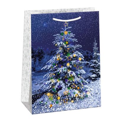 Vianočná darčeková taška Vianočný stromček s hviezdami 34,5x48cm