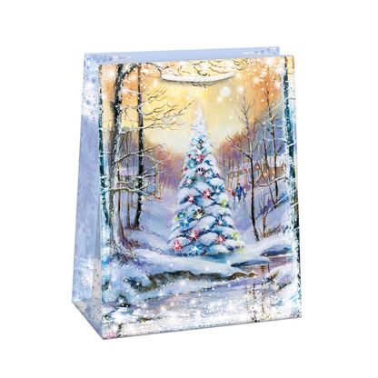 Vianočná darčeková taška Vianočný stromček v lese 29x38x13cm