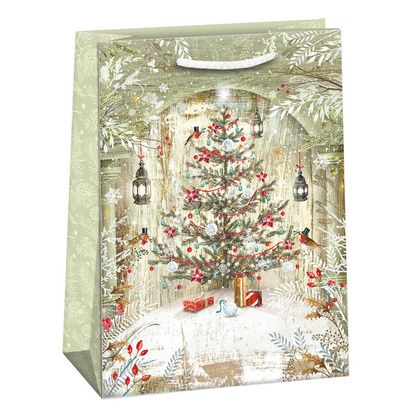 Vianočná darčeková Taška Vianočný stromček v lese 34,5x48x13cm