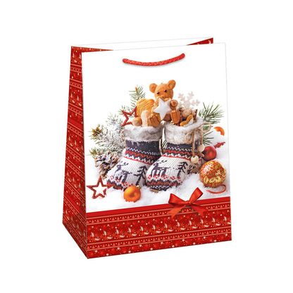 Vianočná darčeková taška Zimné čižmy 23x32x12,5cm