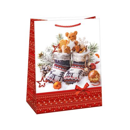 Vianočná darčeková taška Zimné čižmy 29x38x13cm