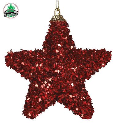 Vianočné ozdoby hviezdy červené trblietky 4ks 6cm