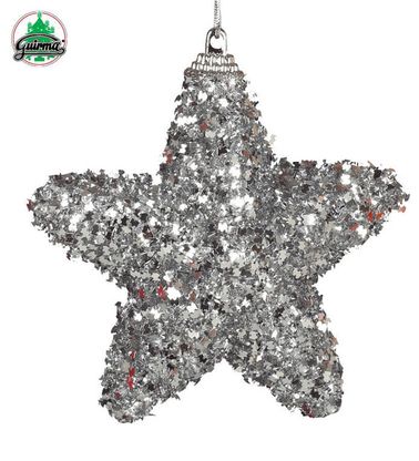 Vianočné ozdoby hviezdy strieborné trblietky 4ks 6cm