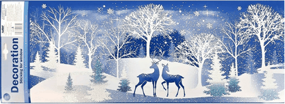 Vianočná okenná fólia Jeleň v lese 53x21cm