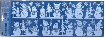 Vianočná okenná fólia Veselí snehuliaci 59x21cm